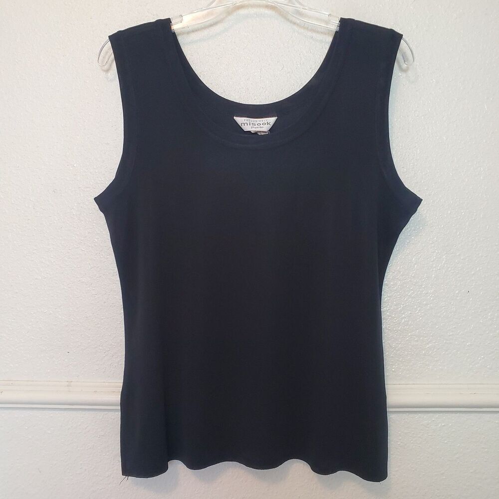 Exclusively Misook Black Knit Tank Top Size Petite Large Acrylic Classic Capsule